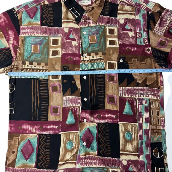 Vintage Burma Bibas Abstract Art Short Sleeve Button Up Rayon Shirt L - Picture 5 of 6